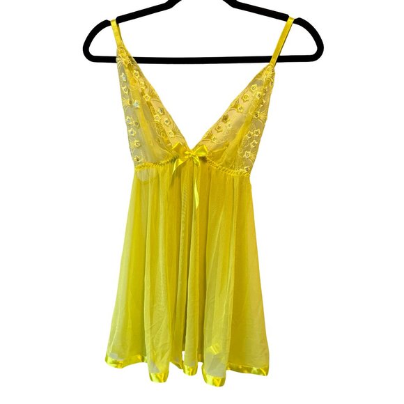 Chartreuse Embroidered Sequin Babydoll Slip - Picture 2 of 5
